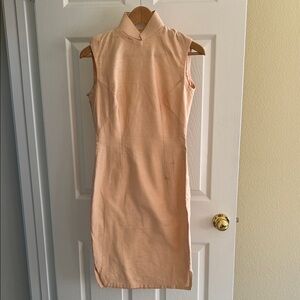 Vintage Elegant Peach Sleeveless Dress, handmade